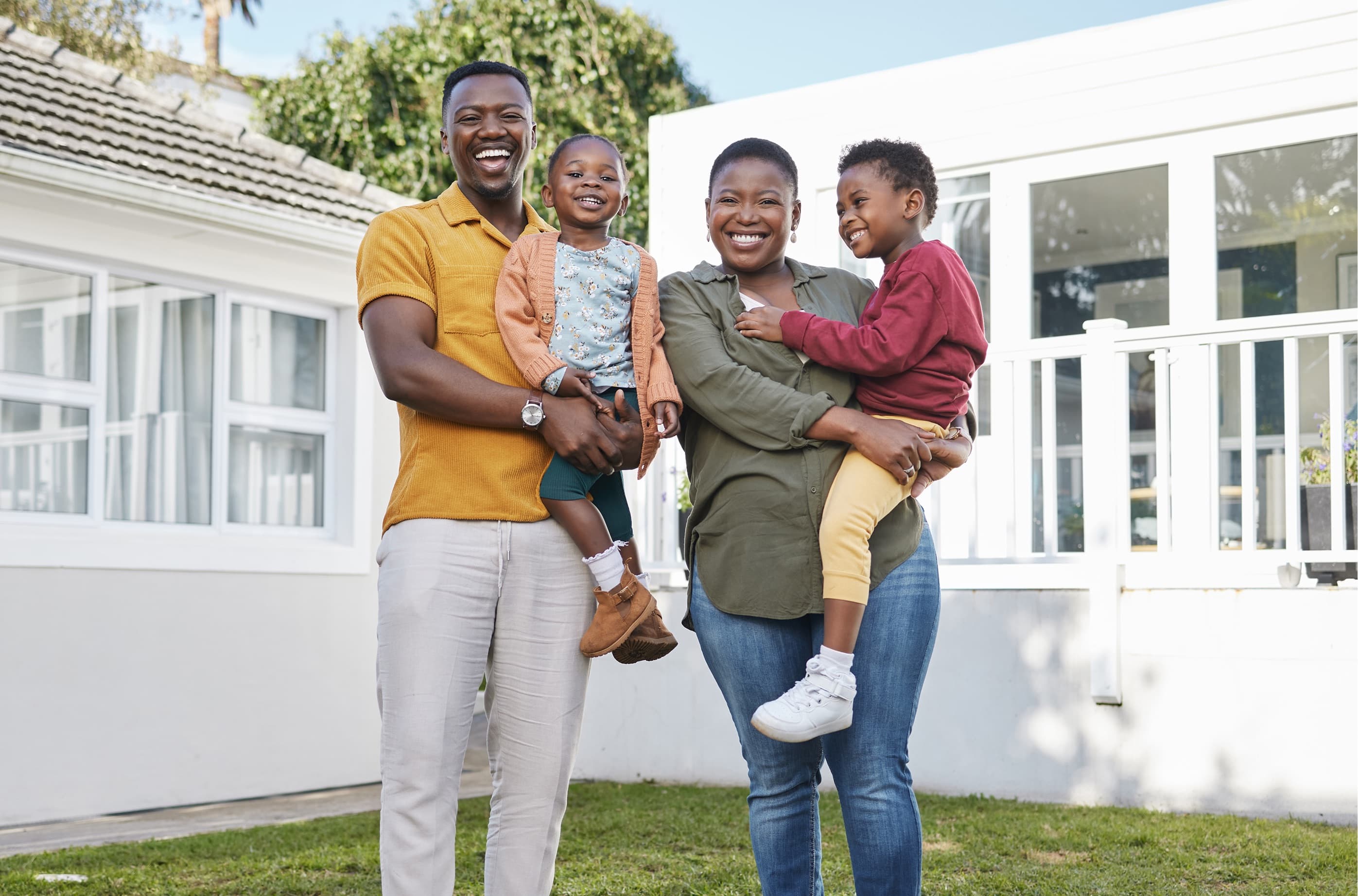 Family celebrating their new home